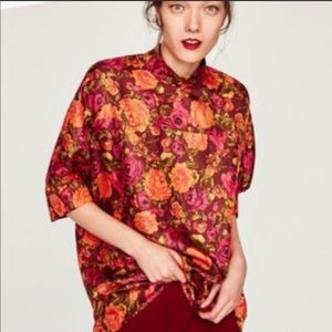 Zara Mulberry Floral Silk Top